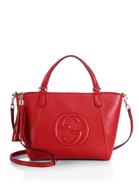 gucci red leather soho bag|Gucci soho denim bag.